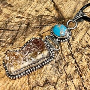 Rough Sunstone & Mosaic Howlite Pendant 2 1/4”
